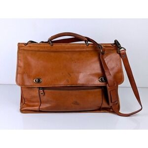 Vintage 90s Wilsons Leather Briefcase Cognac Brown with Aged Patina Messenger